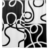 線形説得II:抽象芸術ブラック&ホワイト シャワーカーテン (正面)