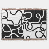 線形説得II:抽象芸術ブラック&ホワイト スローブランケット (正面)