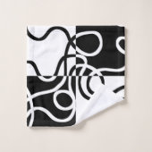 線形説得II:抽象芸術ブラック&ホワイト バスタオルセット (ウォッシュタオル)