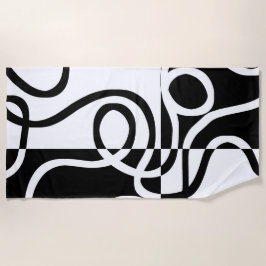 線形説得II:抽象芸術ブラック&ホワイト ビーチタオル