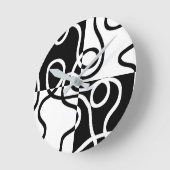 線形説得II:抽象芸術ブラック&ホワイト ラウンド壁時計 (傾斜)