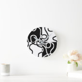 線形説得II:抽象芸術ブラック&ホワイト ラウンド壁時計 (ホーム)