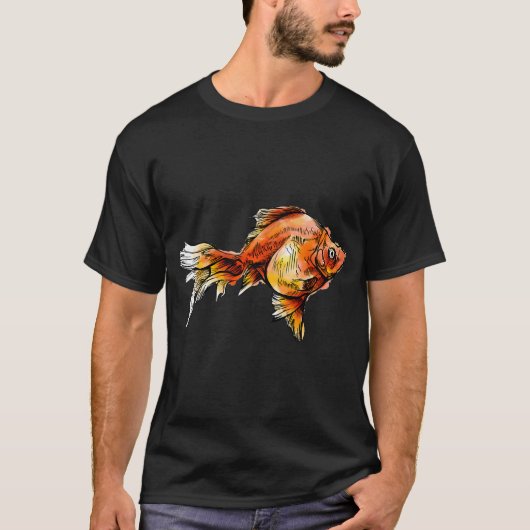 線描きゴールドフィッシュ Tシャツ (正面)