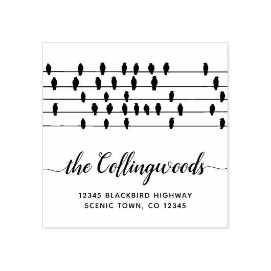 線書家の差出人住所の鳥 ラバースタンプ (インプリント)