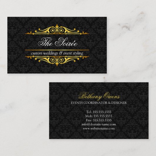 線条細工およびダマスク織のイベントプランナー 名刺 (正面/裏面)