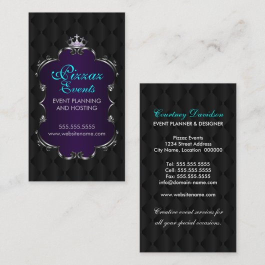 線条細工エレガントな王冠および房の生地 名刺 (正面/裏面)