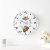 線条細工フレームを持つエレガントでフランスのなヴィンテージのバラ ラージ壁時計 (ホーム)
