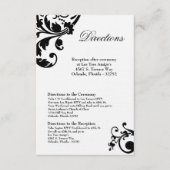 線条細工3x5方向カード白黒の花柄 エンクロージャーカード (正面)