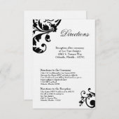 線条細工3x5方向カード白黒の花柄 エンクロージャーカード (正面/裏面)