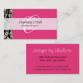 線条細工; ピンクの白 名刺 (正面/裏面)