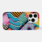 線模様のさまざまな3D形状 iPhoneケース (裏面横)