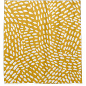 線点々のある焼き黄色 シャワーカーテン (正面)