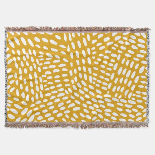 線点々のある焼き黄色 スローブランケット (正面)