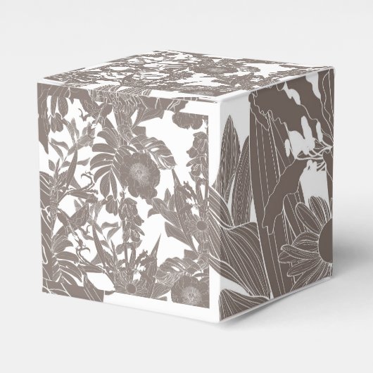 線状熱帯の花とシームレスな花柄 フェイバーボックス (正面サイド)