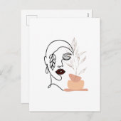 線状雌美しいシンプル顔植物体 シーズンポストカード (正面/裏面)