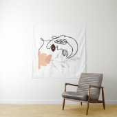 線状雌美しいシンプル顔植物体 タペストリー (インサイチュ(横))