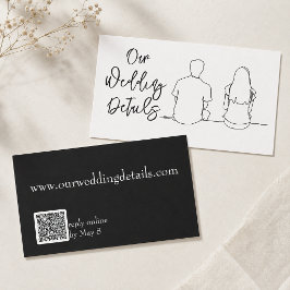 線画のカップルRSVP結婚式の予算QRコード 名刺