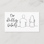 線画のカップルRSVP結婚式の予算QRコード 名刺 (正面)
