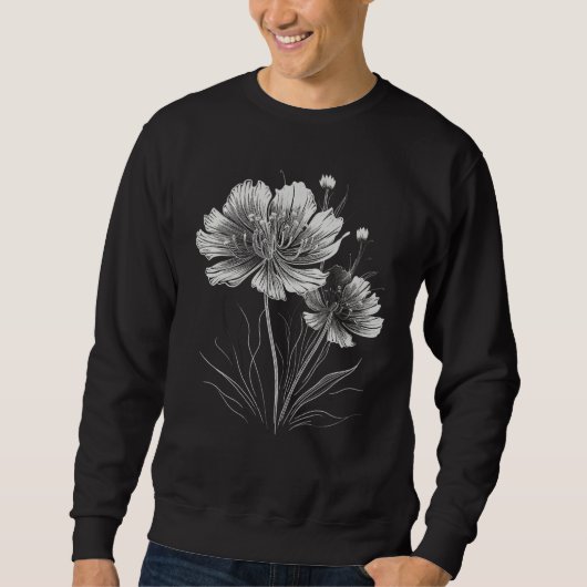 線画の野生の花_2 スウェットシャツ (正面)