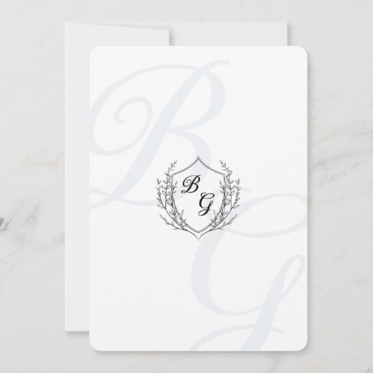 線素晴らしクラシックヴィンテージクレストモノグラム結婚ズ 招待状 (裏面)