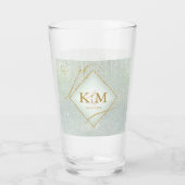 線素晴らし金ゴールド結婚抽象芸術のSage Green ID867 タンブラーグラス (正面)
