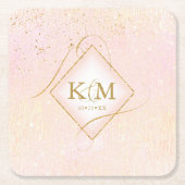 線素晴らし金ゴールド結婚抽象芸術V2赤面ID867 スクエアペーパーコースター (正面)