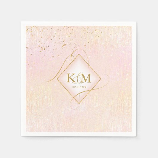 線素晴らし金ゴールド結婚抽象芸術V2赤面ID867 スタンダードカクテルナプキン (正面)