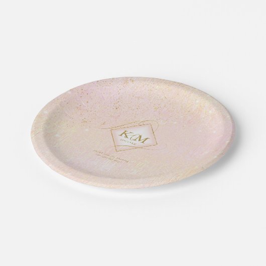 線素晴らし金ゴールド結婚抽象芸術V2赤面ID867 ペーパープレート (アングル)