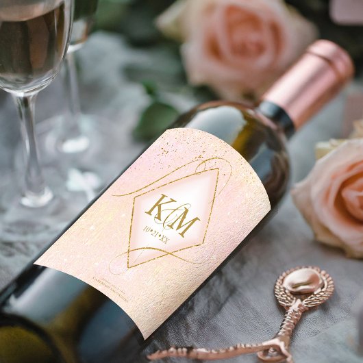 線素晴らし金ゴールド結婚抽象芸術V2赤面ID867 ワインラベル