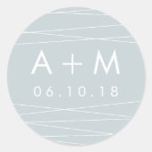 線結婚線のモノグラム |グレー表示の玉 ラウンドシール (正面)