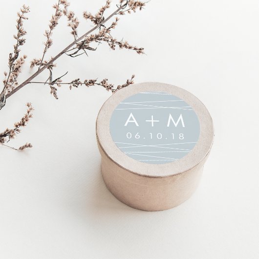 線結婚線のモノグラム |グレー表示の玉 ラウンドシール