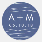 線結婚線のモノグラム |スチールブルー ラウンドシール (正面)