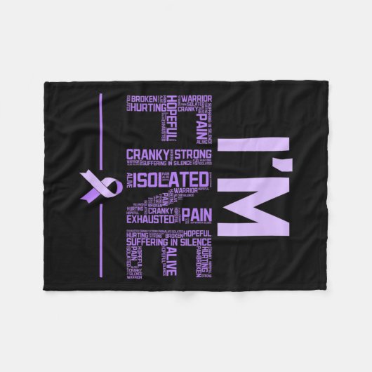 線維筋痛素晴らしウォリアー認識度パープルR フリースブランケット (正面(横))