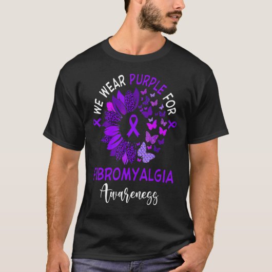 線維筋痛認識度ヒョウひまわり Tシャツ (正面)