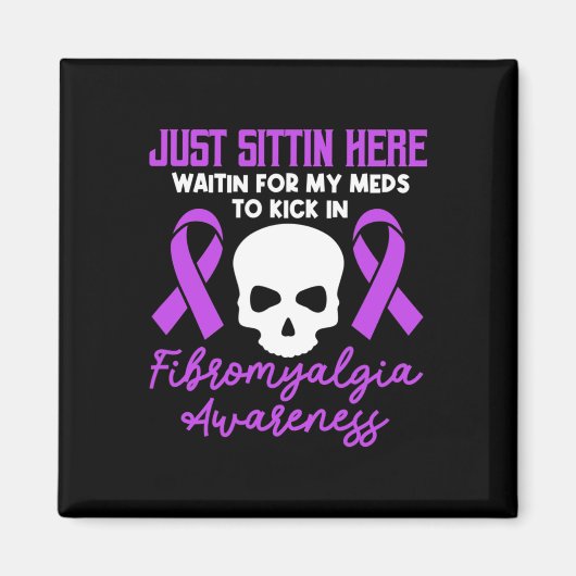 線維筋痛認識度フィブロウォリアリアパープルリボン マグネット (正面)