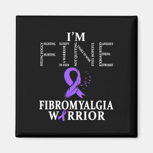 線維筋痛認識度戦士サポートパープルリブ マグネット (正面)