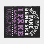 線維筋痛認識度戦士フェイクビーイング フリースブランケット (正面(横))