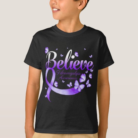 線維筋痛認識度蝶 Tシャツ (正面)