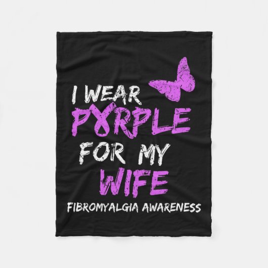 線維筋痛認識度I衣服パープルフォーマイ妻3 フリースブランケット (正面)