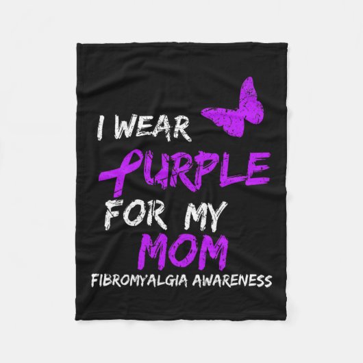 線維筋痛認識度i衣服パープル私の母5 フリースブランケット (正面)