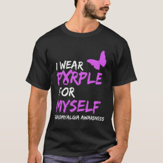 線維筋痛認識度I衣服パープル自己3 Tシャツ