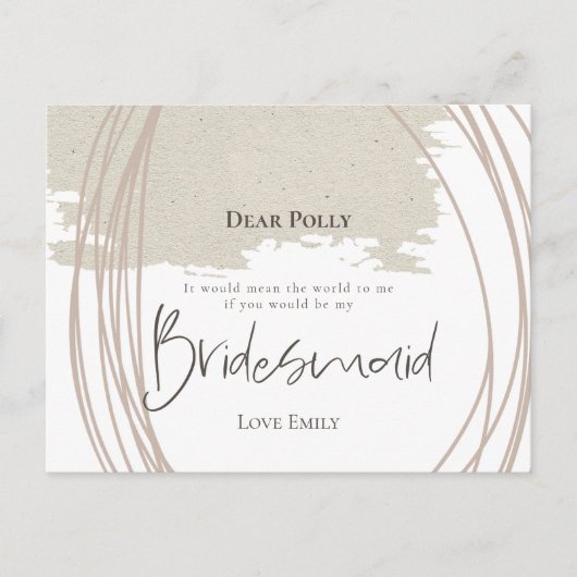 線芸術品を気取った抽象芸術図形の花嫁リクエスト ポストカード (正面)