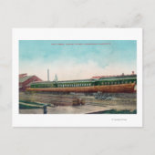 線路の上に長い木の丸太 ポストカード (正面)