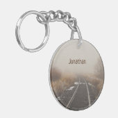 線路パーソナライズされた霧の風景 キーホルダー (正面左)