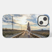 線路上のギターを持つ少女 iPhoneケース (裏面横)