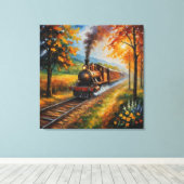 線路絵を描上の列車 キャンバスプリント (インサイチュ (ウッドフロア))