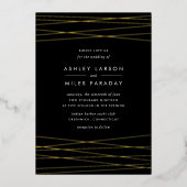 線 |ジオメトモダンリ結婚ス 箔招待状 (正面)