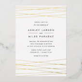 線 |ジオメトモダンリ結婚ス 箔招待状 (正面)
