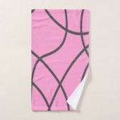 線：ソフトピンクのグレー バスタオルセット (ハンドタオル)