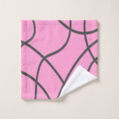 線：ソフトピンクのグレー バスタオルセット (ウォッシュタオル)